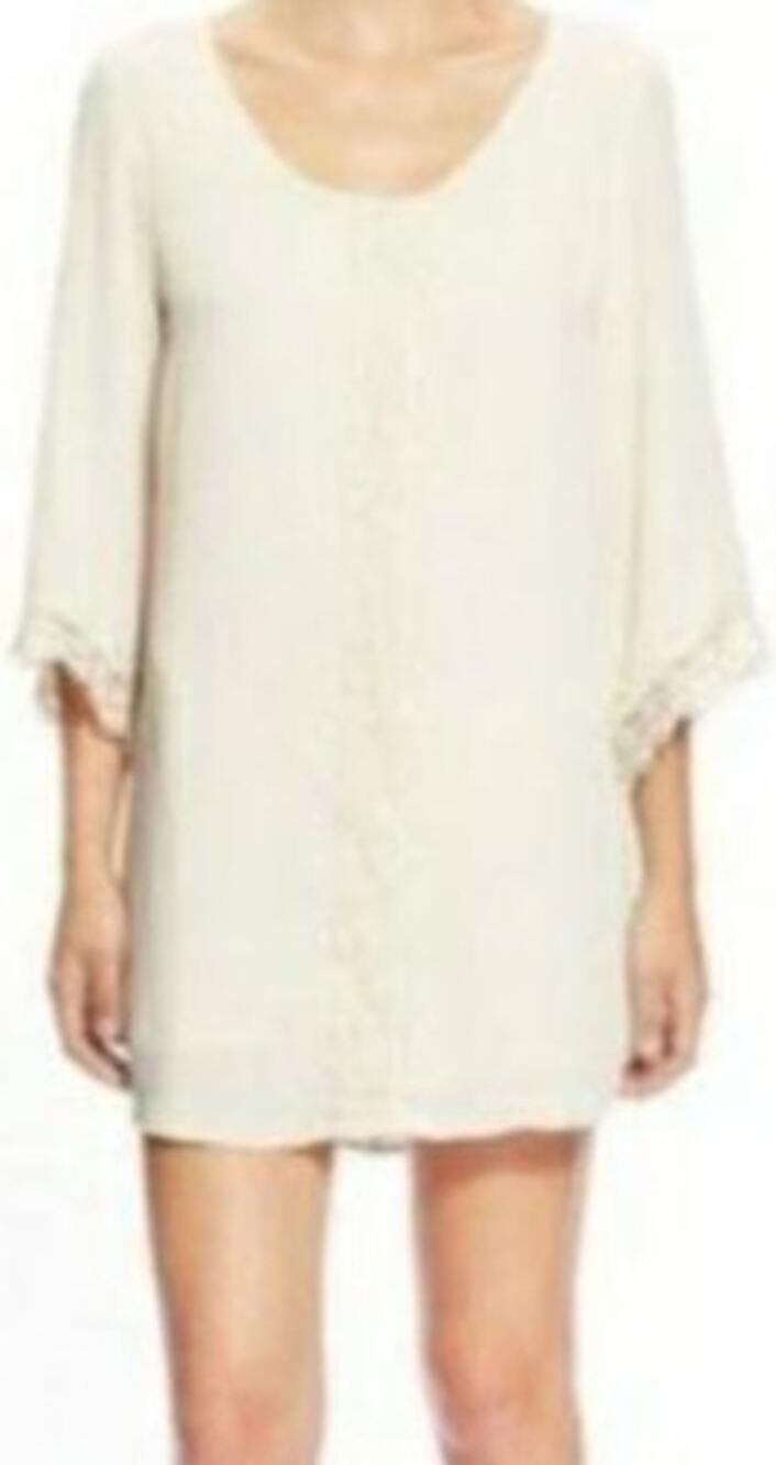 ASTR Shift Dress Chiffon Lace Angel Sleeve Scoop Plunge Back Cocktail Cream M